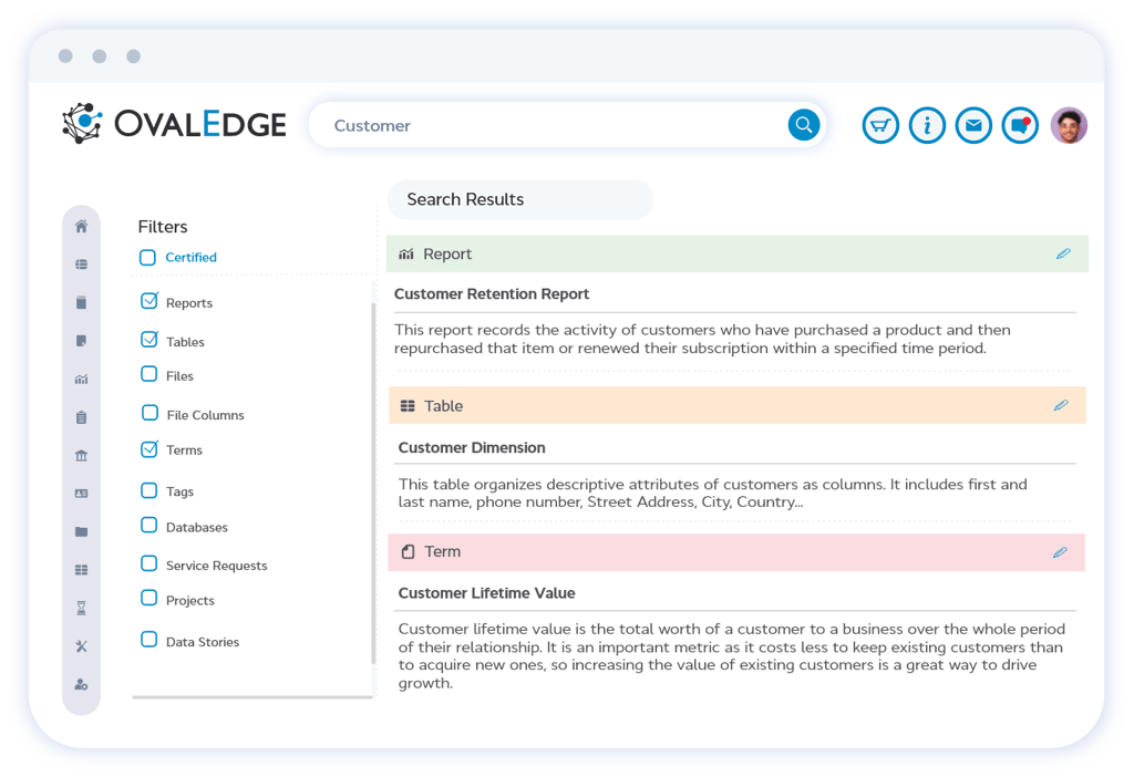 Data Catalog search and explore