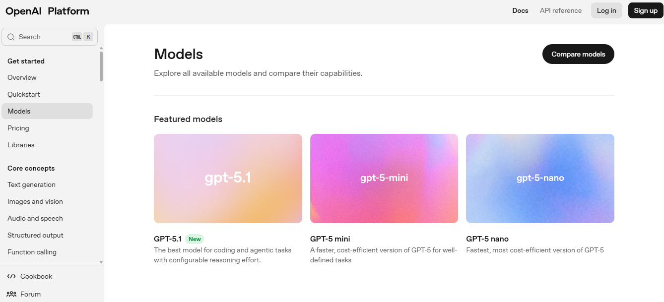 OpenAI language models Homepage
