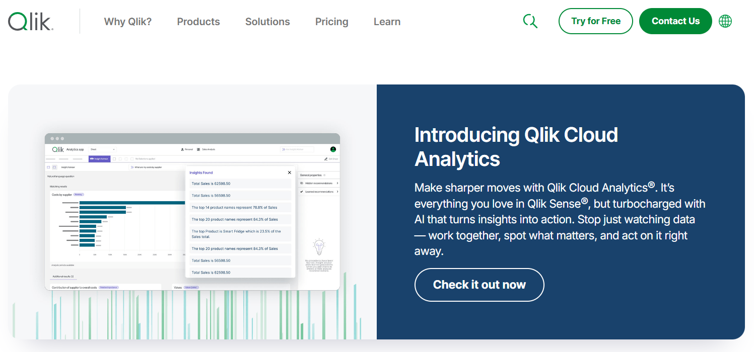 Qlik Sense homepage