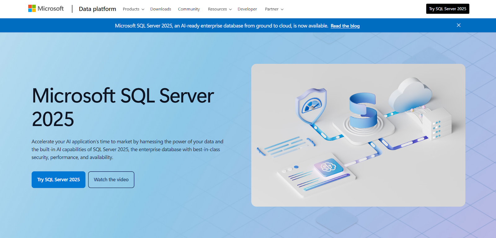 Microsoft SQL Server homepage