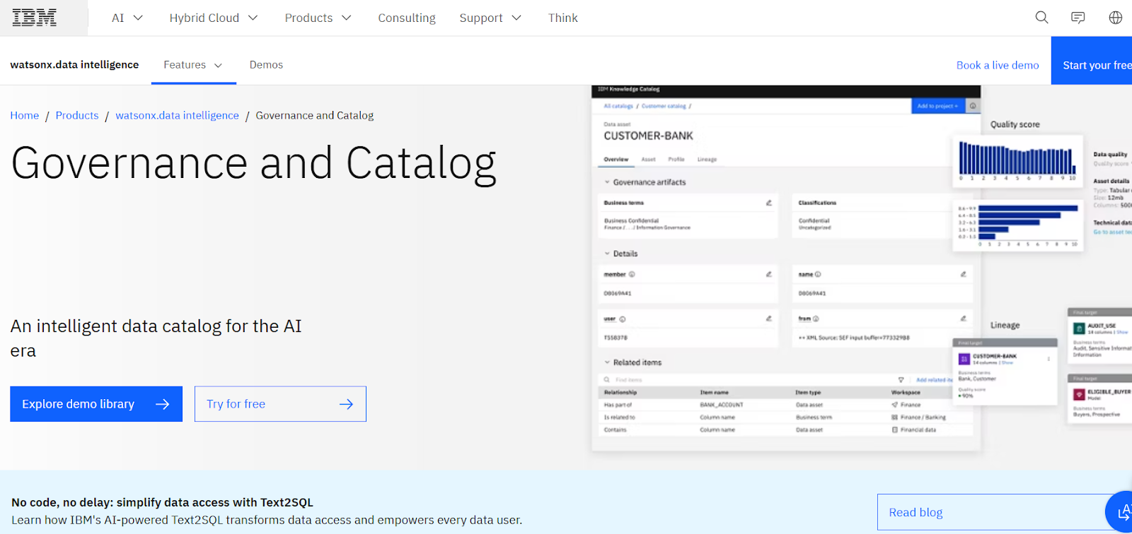 IBM Watson Knowledge Catalog Homepage